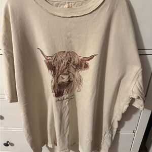 We The Free Cream Highland Cow Tee